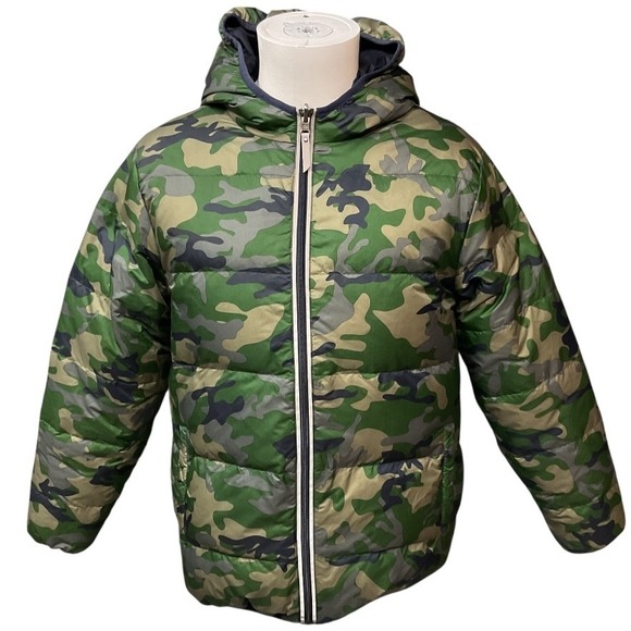 Hanna Andersson Boys' Our Warmest Reversible Down Camo Winter Puffer Jacket 14 - Picture 1 of 10